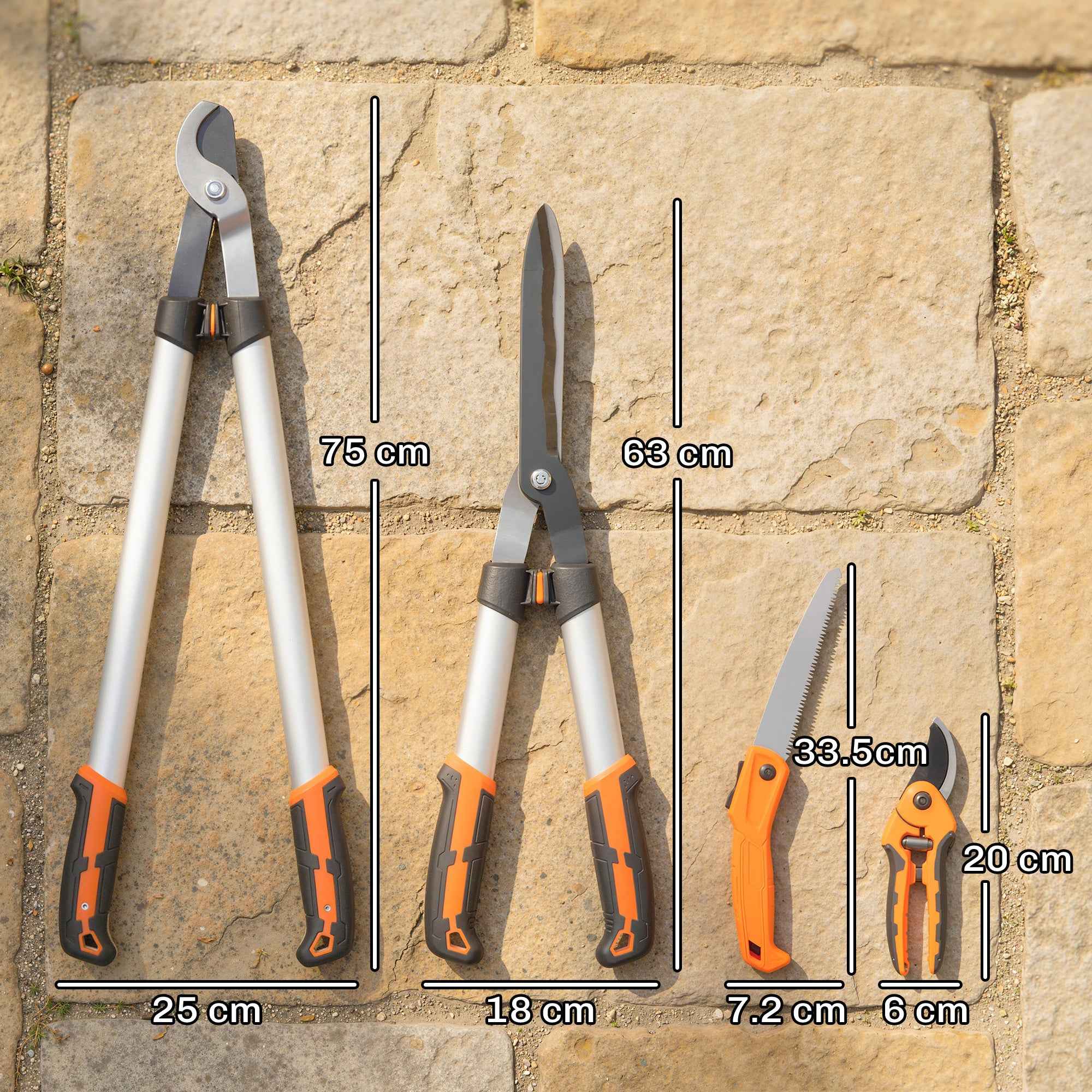 Outsunny 4-Piece Gardening Set with Secateurs, Loppers, Pruning Shears, and Folding Saw