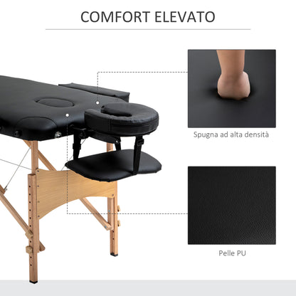 Professional Foldable Massage Table with Adjustable Height and Carrying Bag, Black - Borgè