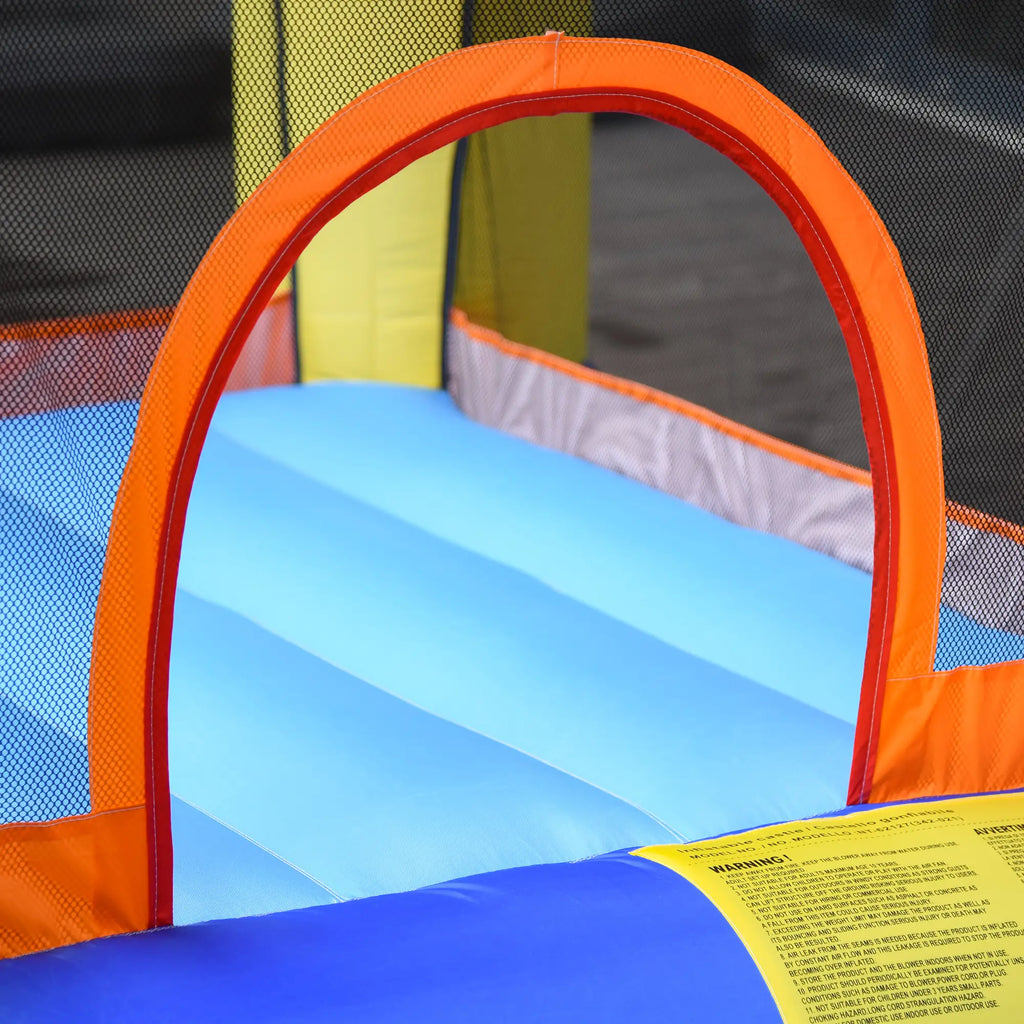 Inflatable Playhouse Giant Bouncy Castle for Kids 3-8 Years Old Colorful Bouncy Trampoline with Slide and Basketball Hoop 250cmx180cmx175cm - Borge' Group Limited
