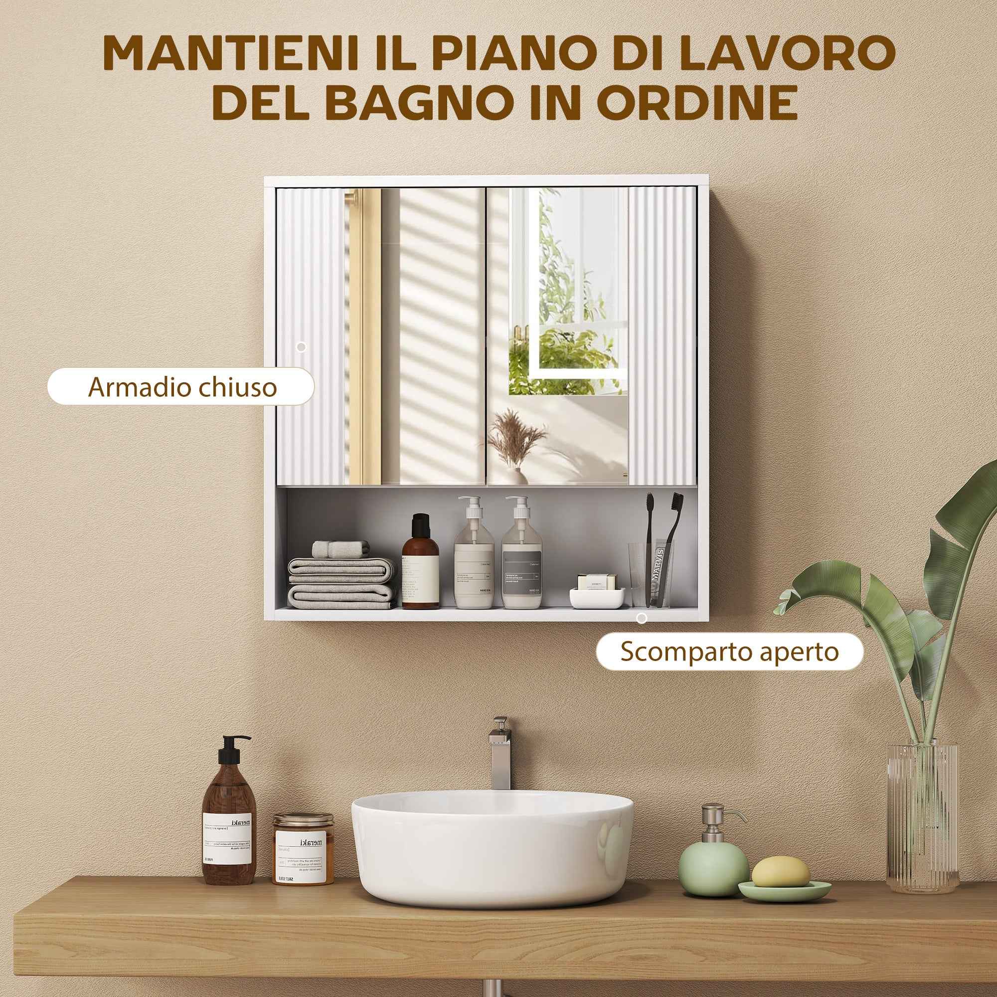HOMCOM Wall-Mounted Bathroom Cabinet with Soft-Close Doors and Adjustable Shelf