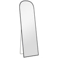 Modern Aluminum Alloy Floor and Wall Mirror with Folding Stand, 50x170 cm, Black
