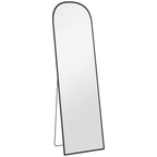 Modern Aluminum Alloy Floor and Wall Mirror with Folding Stand, 50x170 cm, Black