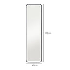 Touch Wall Mirror with Adjustable LED Lighting, Tempered Glass and Metal, 40x3x120 cm, Black