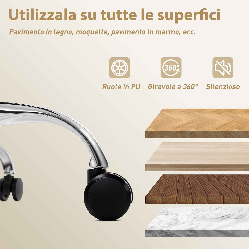 HOMCOM Office Chair with Footrest and Headrest, PU Leather, Foam and Metal, 76x73x117-125 cm, Cream White