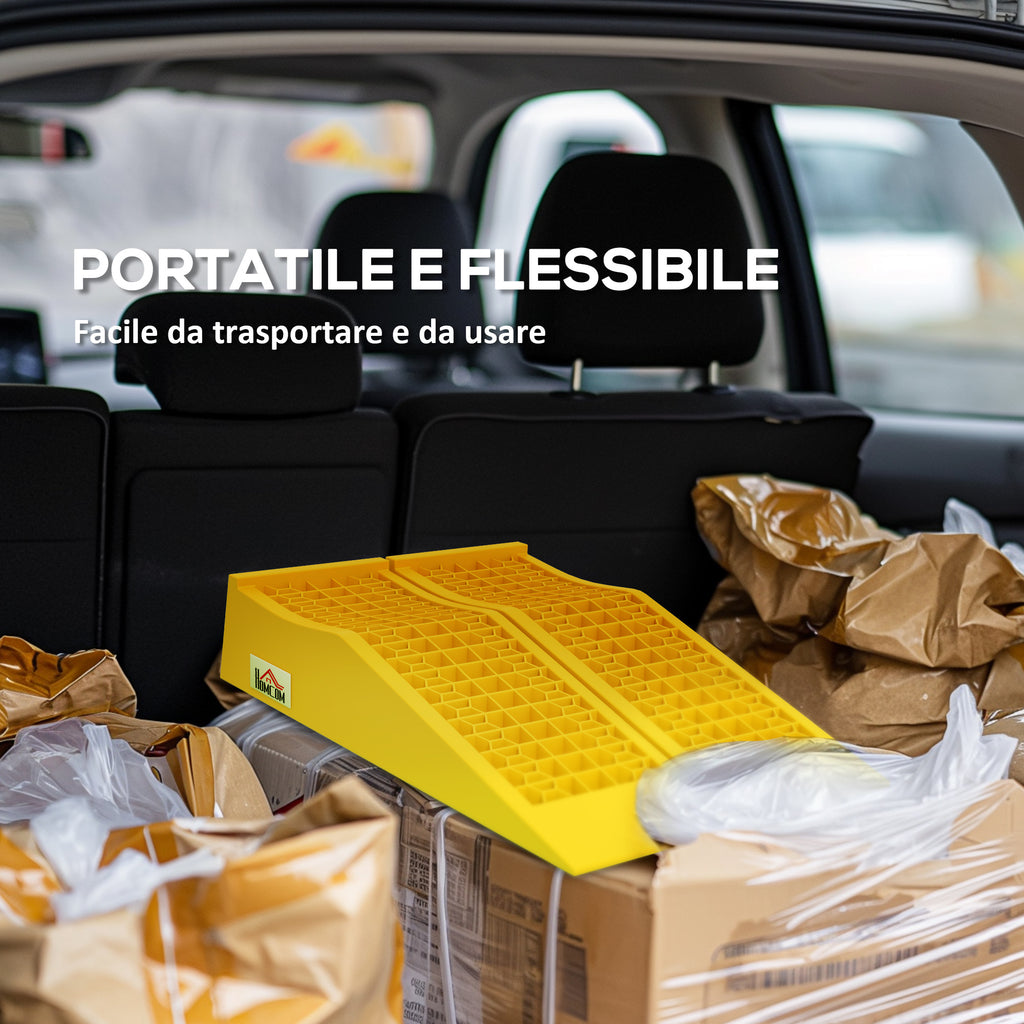 2-Pack 3-Ton Plastic Car Loading Ramps with Non-Slip Surface, Yellow