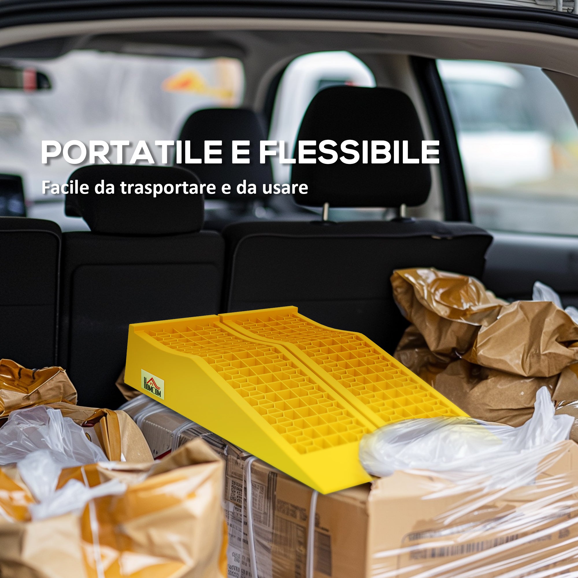 2-Pack 3-Ton Plastic Car Loading Ramps with Non-Slip Surface, Yellow