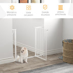 Adjustable Width Dog Gate with Double Lock, Steel and ABS, 76x75-95 cm, White