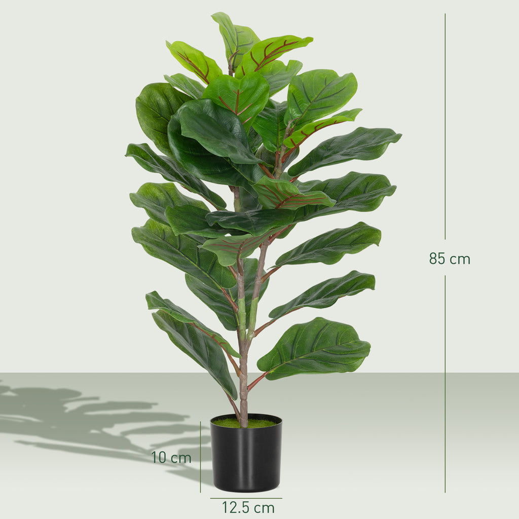 80cm Tall Indoor Artificial Ficus Lyrata Plant with Pot, Home and Office Decoration, Green