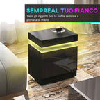 HOMCOM 16-Color LED Nightstand with 4 Modes and 2 Drawers, Wooden, 45x35x52 cm, Black