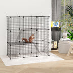 Modular Pet Playpen with 31 Panels, 2 Doors and 2 Ramps, Made of Steel and PP, 105x45x105 cm, Black