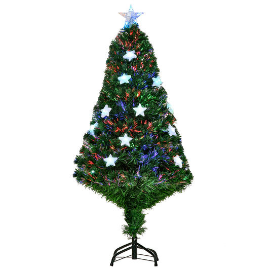 CHRISTMAS TREE - 120cm Artificial Christmas Tree with Fiber Optic and 16 LED Star Lights