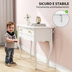 Dressing Table and Console Table for Entrance Hall with Large Wooden Drawer, 100x40x74 cm, White