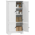 4-Door Kitchen Cabinet with 2 Cupboards and Adjustable Shelf, 58.2x30x123 cm, White