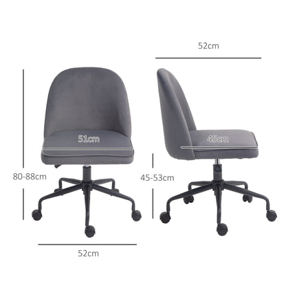 HOMCOM Office Chair with Adjustable Height and Rocking Function, Velvet Fabric Cover, Gray - Borgè