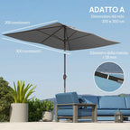 Outsunny 3x2m Rectangular Umbrella Cover with Top Vent, 180g/m² Polyester, Light Grey