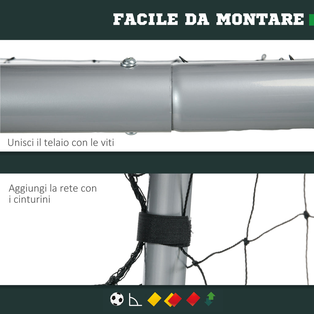 SPORTNOW Grey Football Goal 300x120x200 cm with Screws and Pegs Included, in PE and Metal