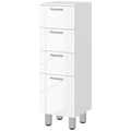 kleankin Bathroom Cabinet in Chipboard with 4 Drawers and Raised Base, 30x30x93 cm, White - Borgè
