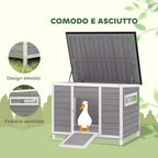 PawHut Duck House with Opening Roof, Windows and Ramp, Wooden, 93x70x72 cm, Multicolored