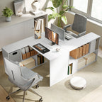 HOMCOM Modern Corner Desk with Shelf and Fabric Drawer, 110x100x75 cm, White