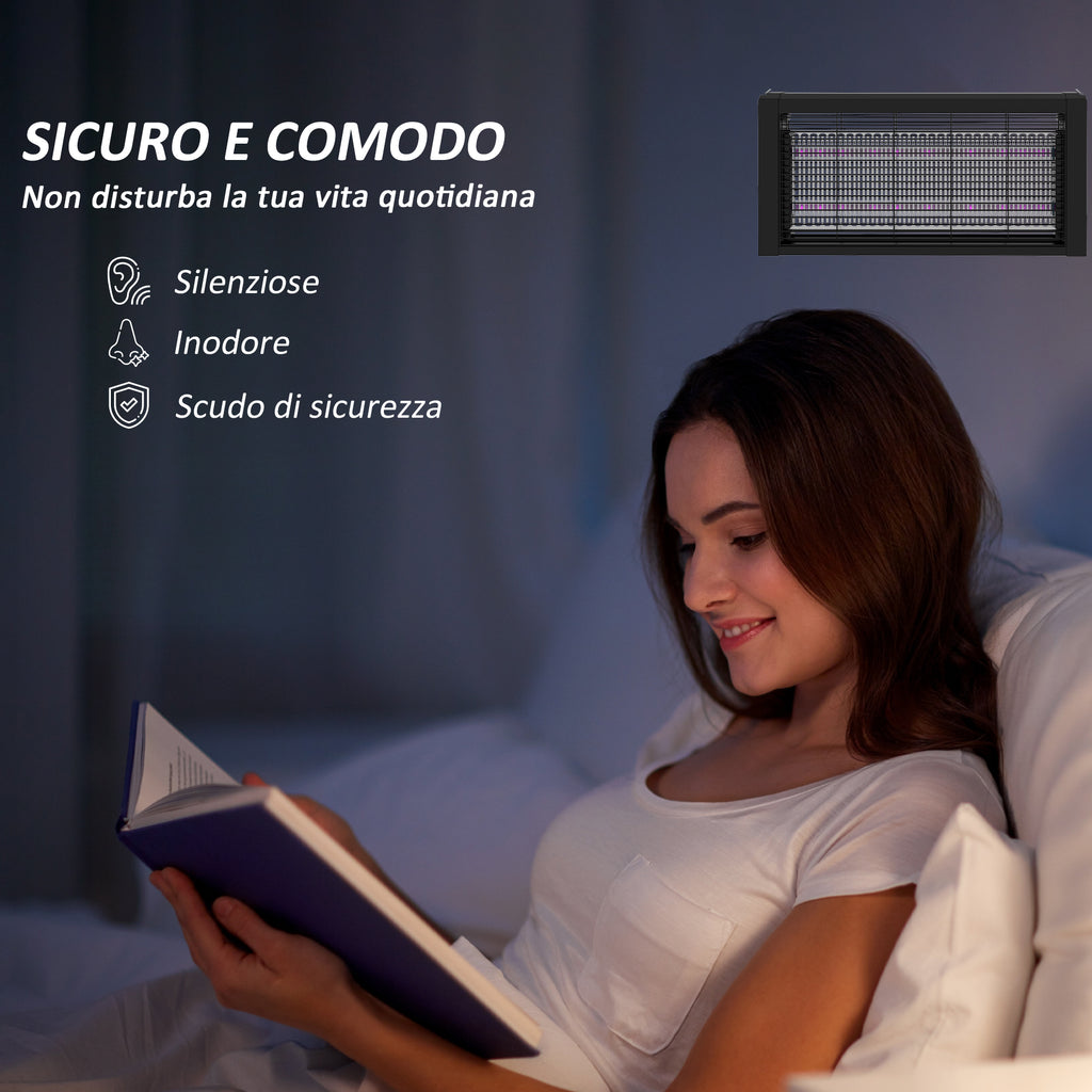 Indoor Mosquito Lamp 8W with Chain and Protection Net, 49x6x25 cm, Black