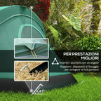 4-Person Water-Repellent Camping Tent with UV Protection, Fiberglass Poles, 4.55x2.3x1.8 m, Green