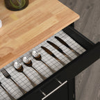 HOMCOM Kitchen Trolley with Drawer and Cabinet 2 Doors, Wheels and Side Bar, 83x45x91.5cm, Black - Borgè