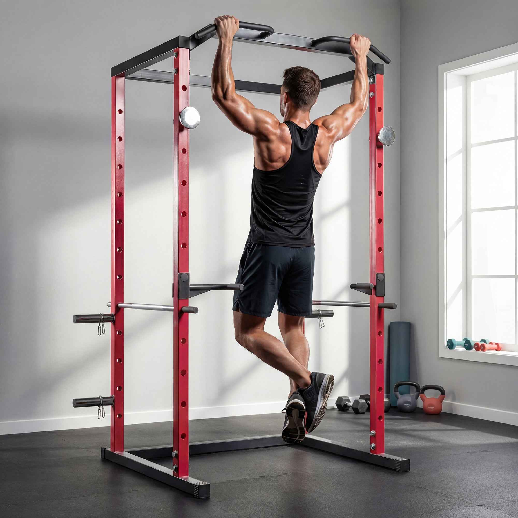 SPORTNOW Power Cage, Adjustable Rack with 460KG Capacity