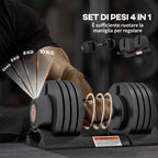 SPORTNOW Adjustable Weight Kit with Dumbbell Holder and Non-Slip Grip, in Steel and ABS, 33x16x16 cm, Black - Borgè