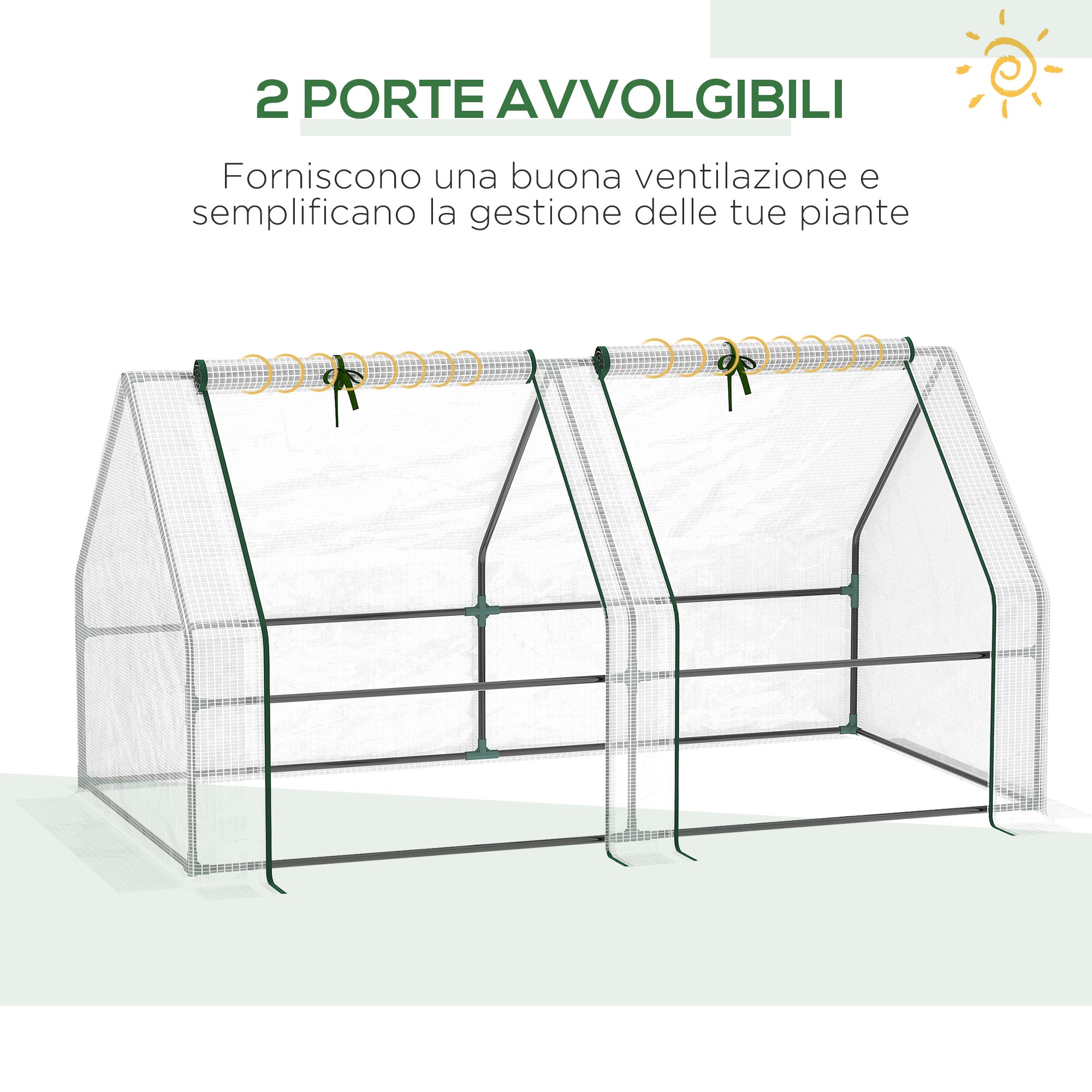 Garden Greenhouse with Reinforced PE Cover and Steel Frame, 180x90x90cm, White