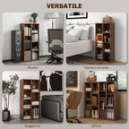 Wooden Cube Bookcase with 7 Shelves of Different Sizes, 50x24x106 cm, Walnut Color