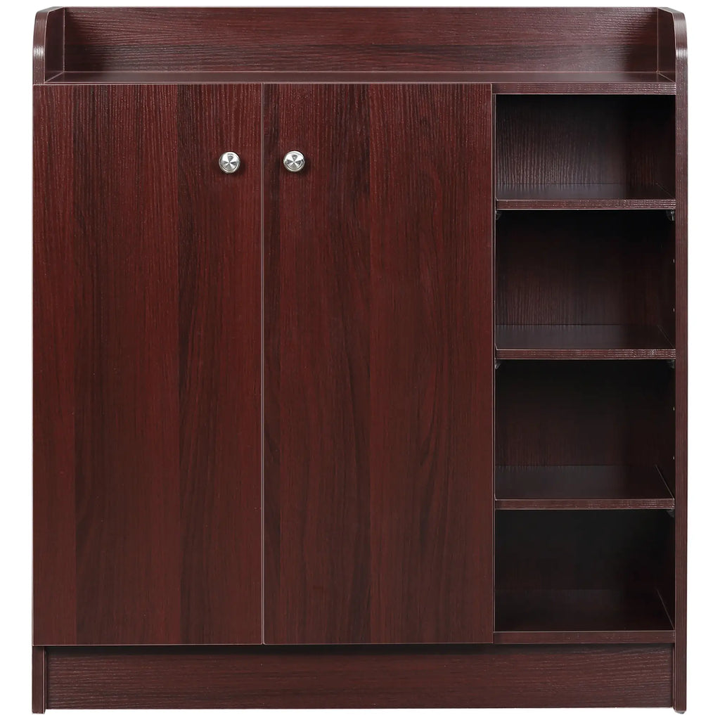Modern Space-Saving Wooden Shoe Cabinet for 12 Pairs with 4 Open Shelves, 83x30x90 cm, Coffee Color