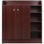 Modern Space-Saving Wooden Shoe Cabinet for 12 Pairs with 4 Open Shelves, 83x30x90 cm, Coffee Color