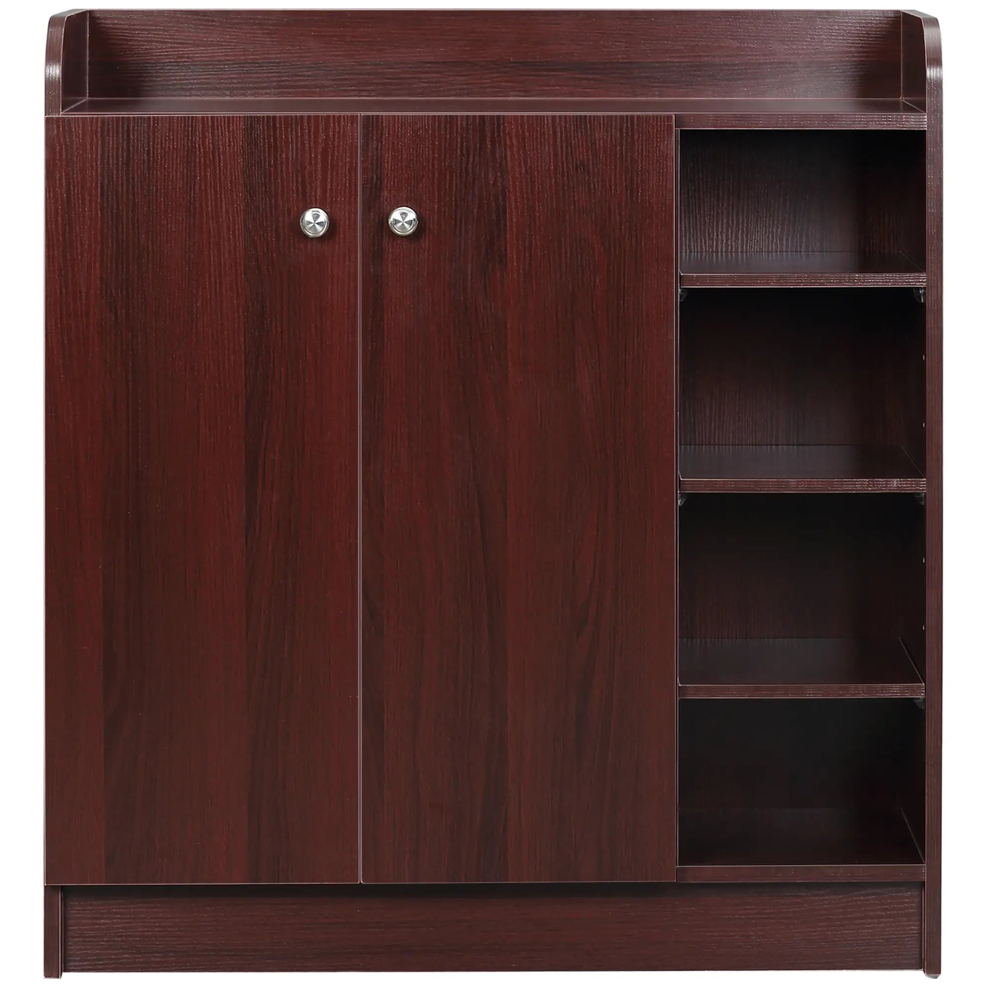 Modern Space-Saving Wooden Shoe Cabinet for 12 Pairs with 4 Open Shelves, 83x30x90 cm, Coffee Color