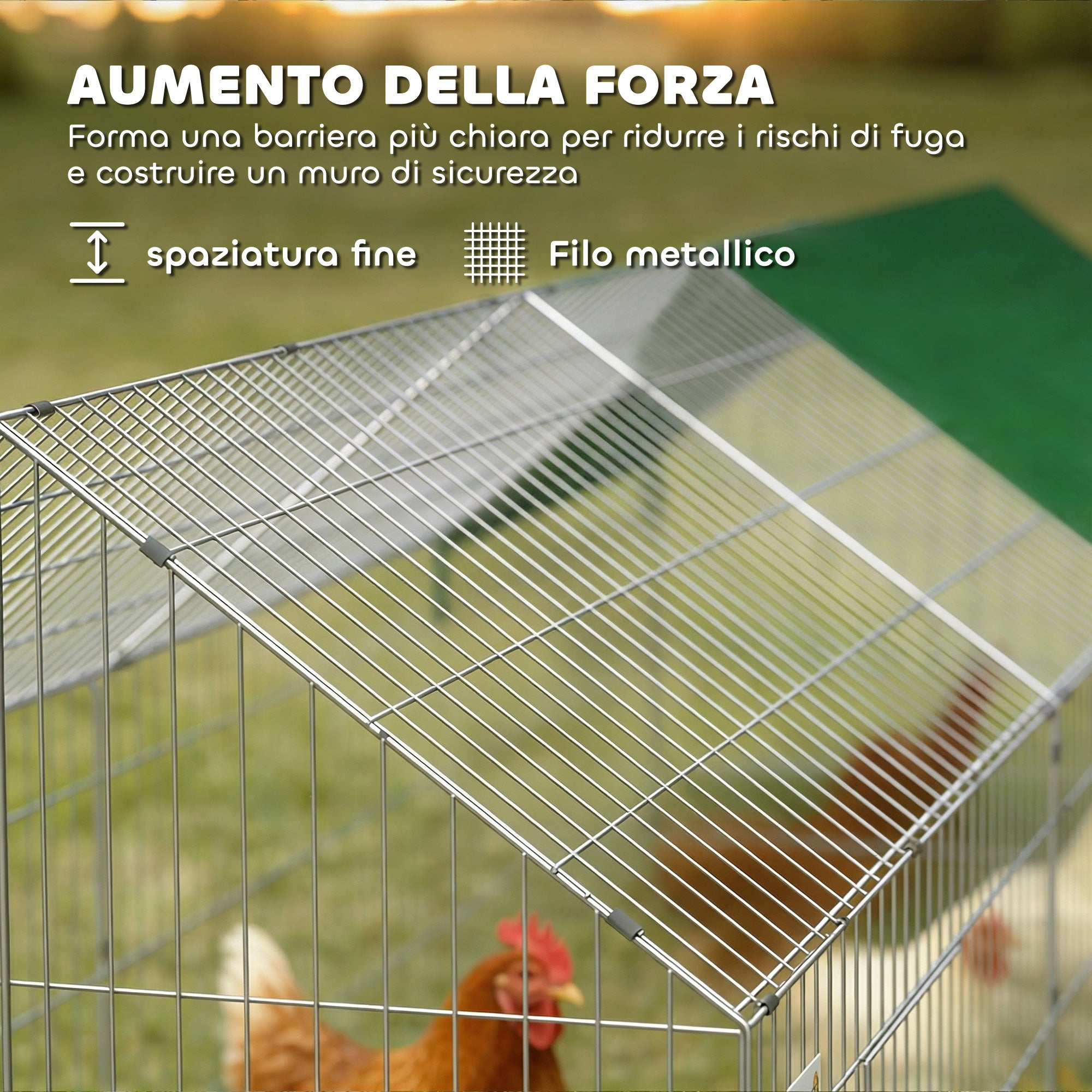 PawHut Outdoor and Indoor Rabbit and Chicken Cage with Sunshade and Metal Grille, for Small Animals, Ducks, Chickens, 180x75x75 cm, Green