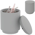 Multipurpose Coffee Table with Ice Bucket and Lid, in Concrete and Stainless Steel, Ø37.5x43.5 cm, Light Grey