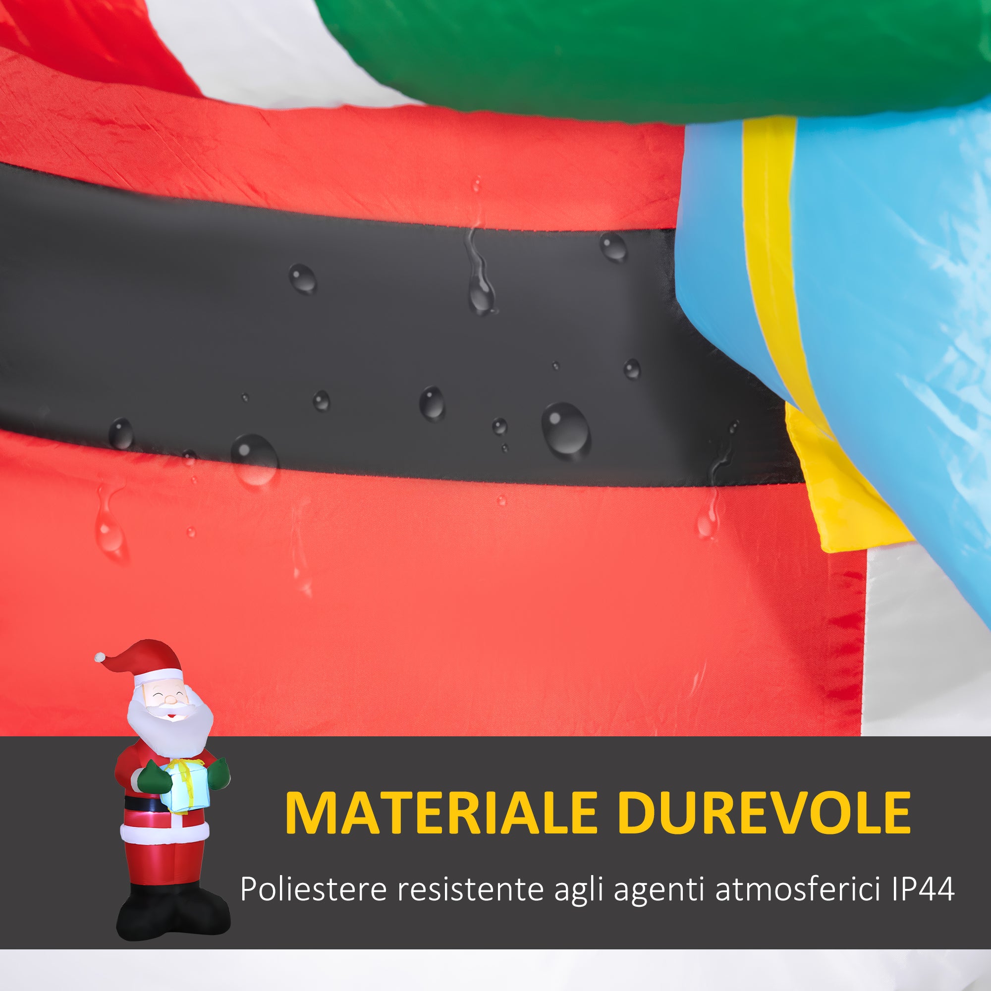 Inflatable Santa Claus with Gift, 3 LED Lights and Inflator Included, 77x68x184cm