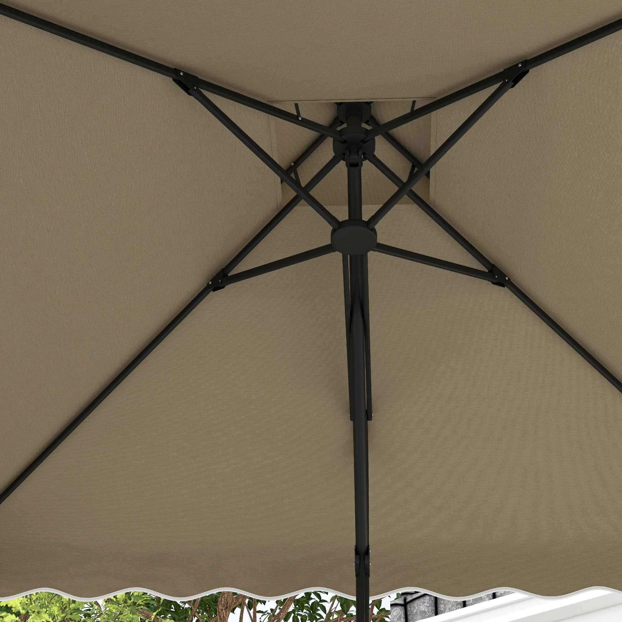 Outsunny Cantilever Umbrella with Double Roof, Crank Opening and Cross Base, 2.5x2.5m, Khaki