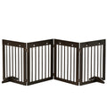 PAWHUT Dog gate small folding size, pine wood, 204x30x61 cm, brown - Borgè