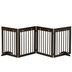 PAWHUT Dog gate small folding size, pine wood, 204x30x61 cm, brown - Borgè
