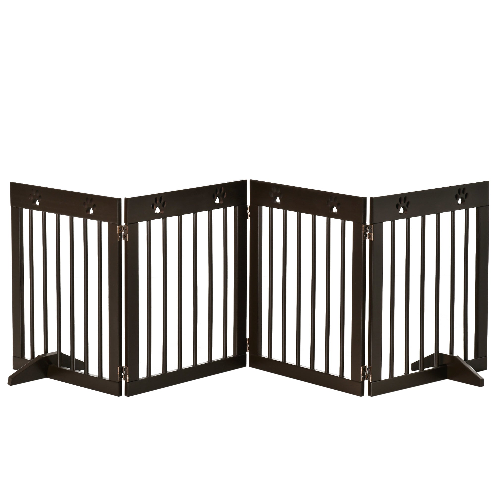 PAWHUT Dog gate small folding size, pine wood, 204x30x61 cm, brown - Borgè