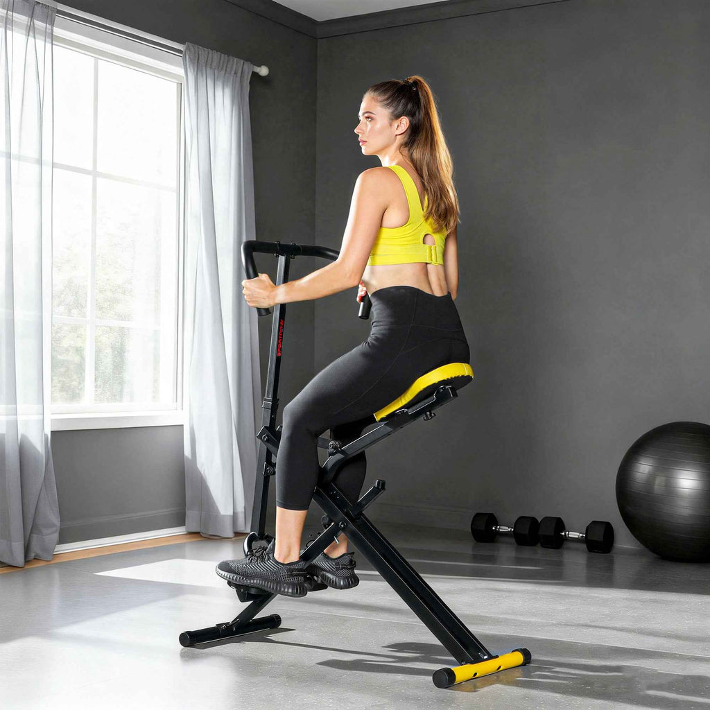 SPORTNOW Folding Total Crunch Machine with Adjustable Seat, Made of Metal and Plastic, 57x105x115 cm, Yellow