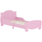 Baby Bed with Bear Headboard and Footboard and 2 Side Rails, Wooden, 143.5x80x55 cm, Pink