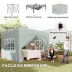 Folding Garden Gazebo 3x3m with Adjustable Height, UPF50+ Protection and Bag, Light Grey