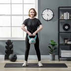 SPORTNOW 10kg Kettlebell in PU and Sand with Flat Base and Handle for Deadlifts, Squats and Lifts, 22x16x26 cm, Dark Green