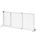 PAWHUT DOG CANCELLINE ADJUSTABLE Size with 3 panels, in pine wood, 113-166x36x71 cm, white - Borgè