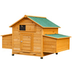 Chicken Coop Laying Cage for Garden Chickens with 2 Drawers, Nest and Waterproof Outdoor Roof in Wood, 150x100x96.5 cm - Borge' Group Limited
