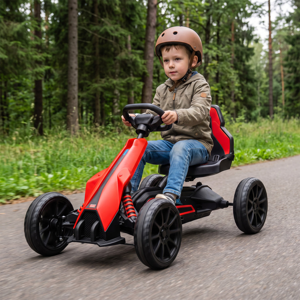HOMCOM Electric Go Kart for Kids Ages 3-8, 12V 3-5 km/h, with Seat Belt, 30 kg Capacity, Red