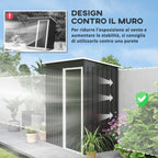Garden Shed with Sloping Roof and Sliding Door, Galvanized Steel Garden Tool Shed, 1.16m², 163x89x182 cm, Black - Borge' Group Limited