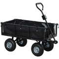 114L Steel Garden Cart with Storage Bag and Removable Walls, 105x51x54 cm, Black