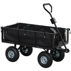 114L Steel Garden Cart with Storage Bag and Removable Walls, 105x51x54 cm, Black